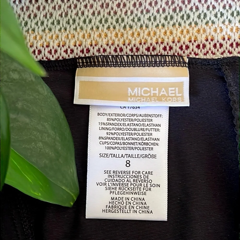 NEW Michael Kors One Shoulder O-Ring Black Cut-Out One Piece Swimsuit, Size 8
